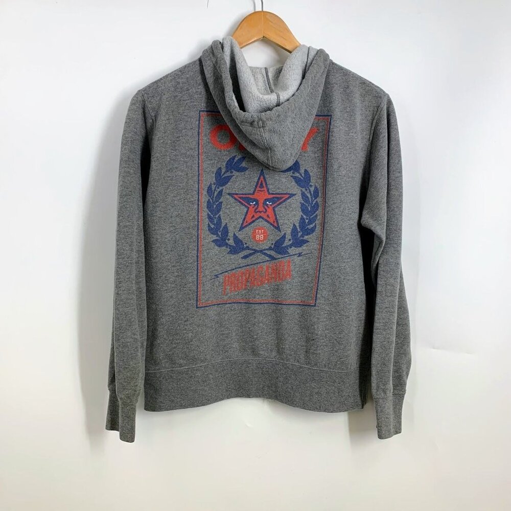 Obey Women's Propaganda Full Zip Cotton‎ Hooded Long Sleeve Sweatshirt Size M - Picture 2 of 12